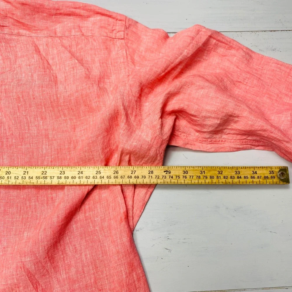 Polo Ralph Lauren Linen Shirt Men 2XLT Coral Pink Long Sleeve Pony Logo Big Tall